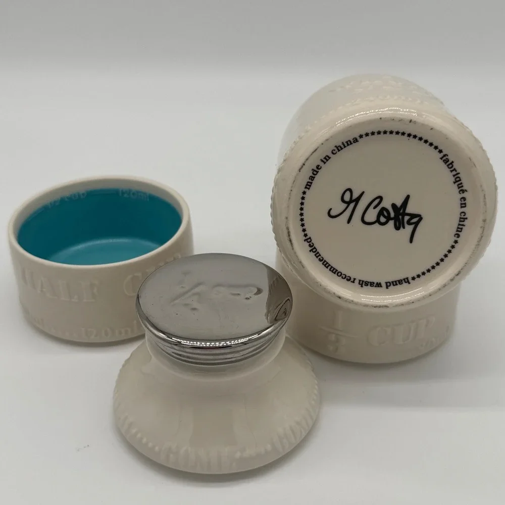 M Costa Ceramic Milk Bottle Measuring Cups Set 4 Pc Teal Threshold Style